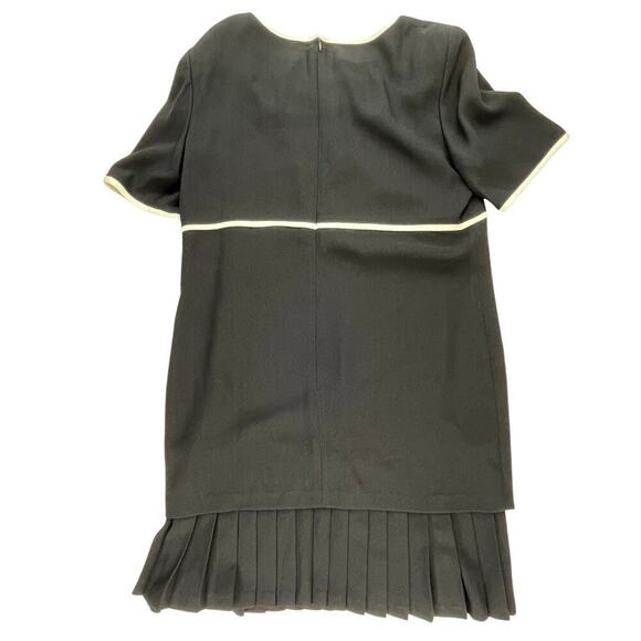 MAEVE | Vintage Liz Claiborne Plus Size 14 Black Pleated Ruffle Ivory Line Dress - Picture 6 of 6
